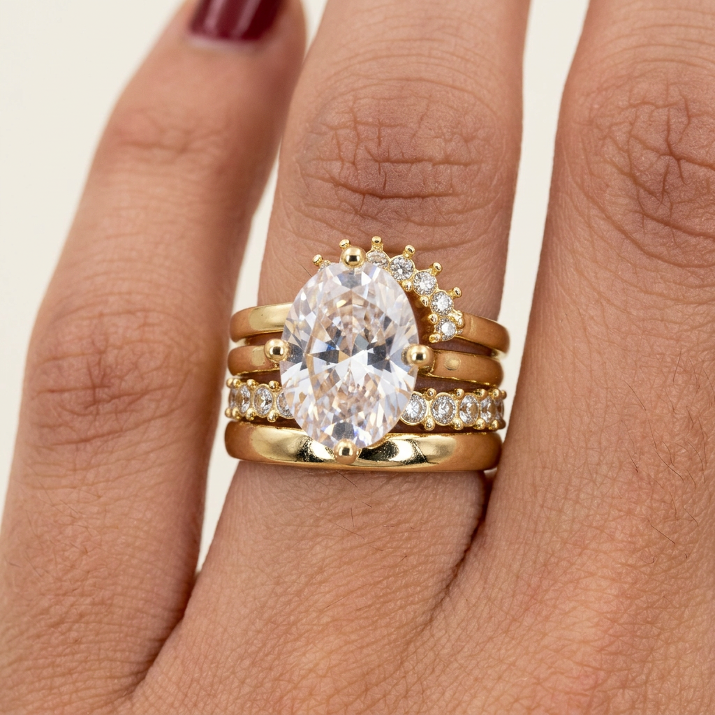 Bague en gros plan sur fond ivoire