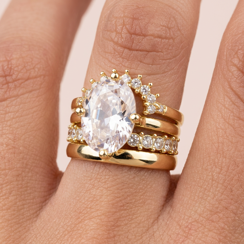 Bague en gros plan sur fond rose poudré